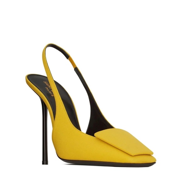 Saint Laurent George 115mm yellow slingback pumps - Picture 3 of 7